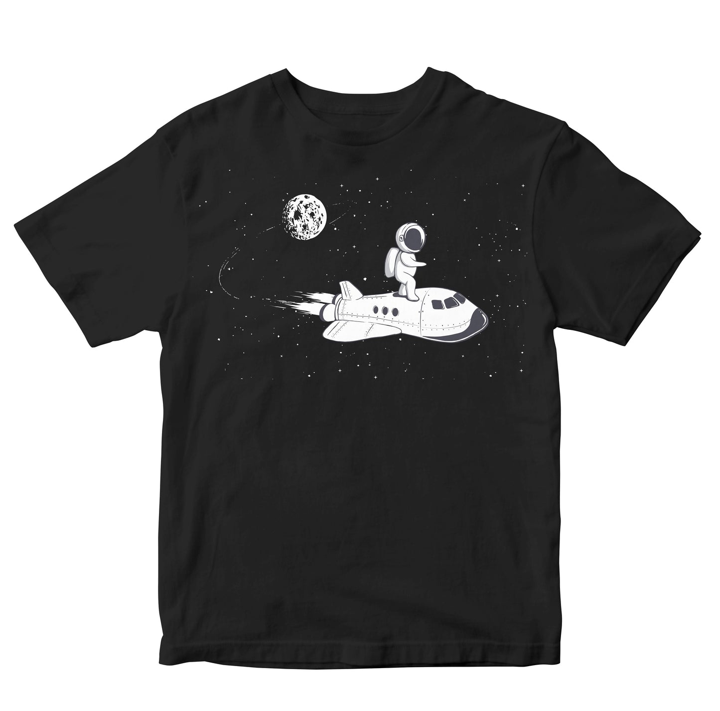 Cute Astronaut Surfing On Shuttle Through Space Kids