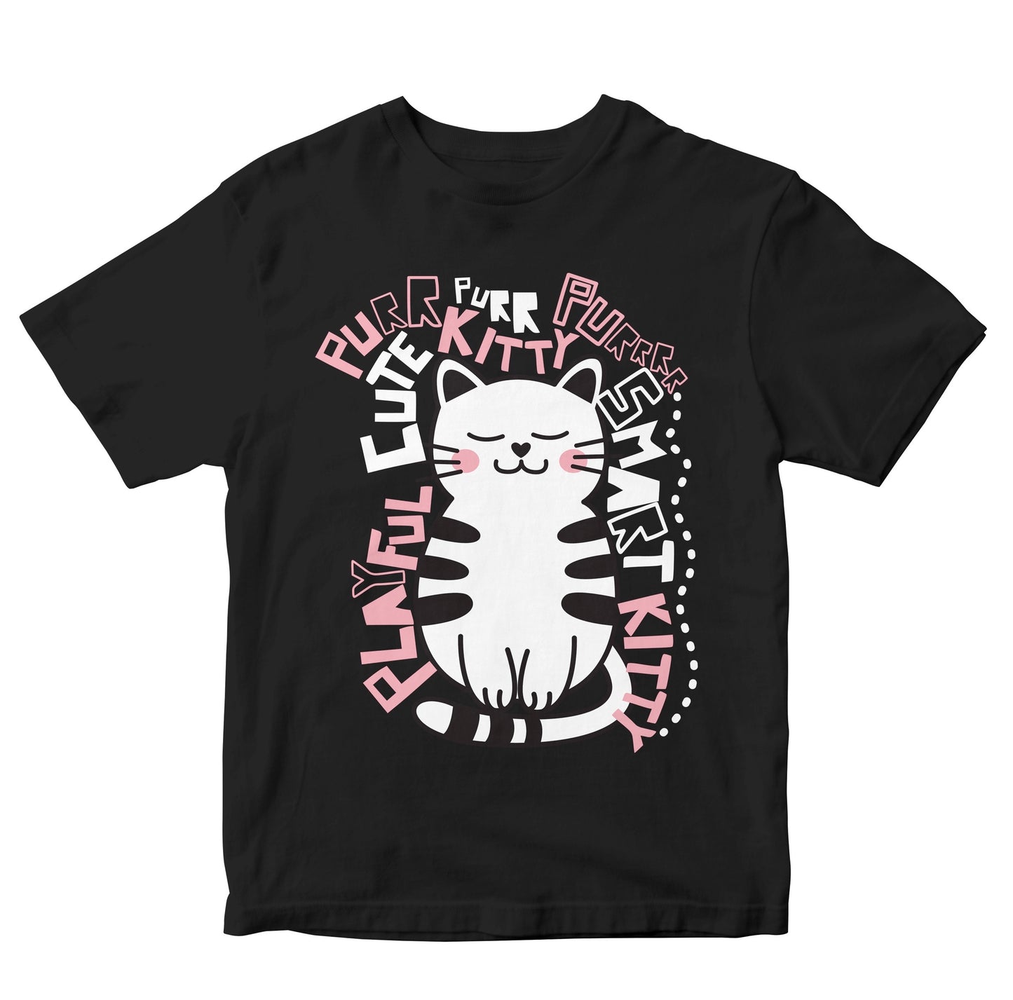 Cute Cat Surrounded By Words Kids