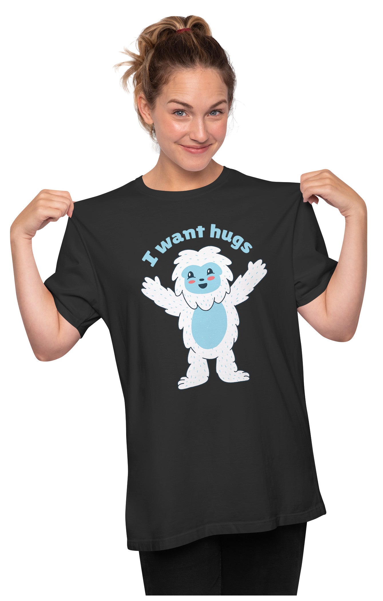 I Want Hugs Cute Sasquatch Oversized Unisex T-shirt
