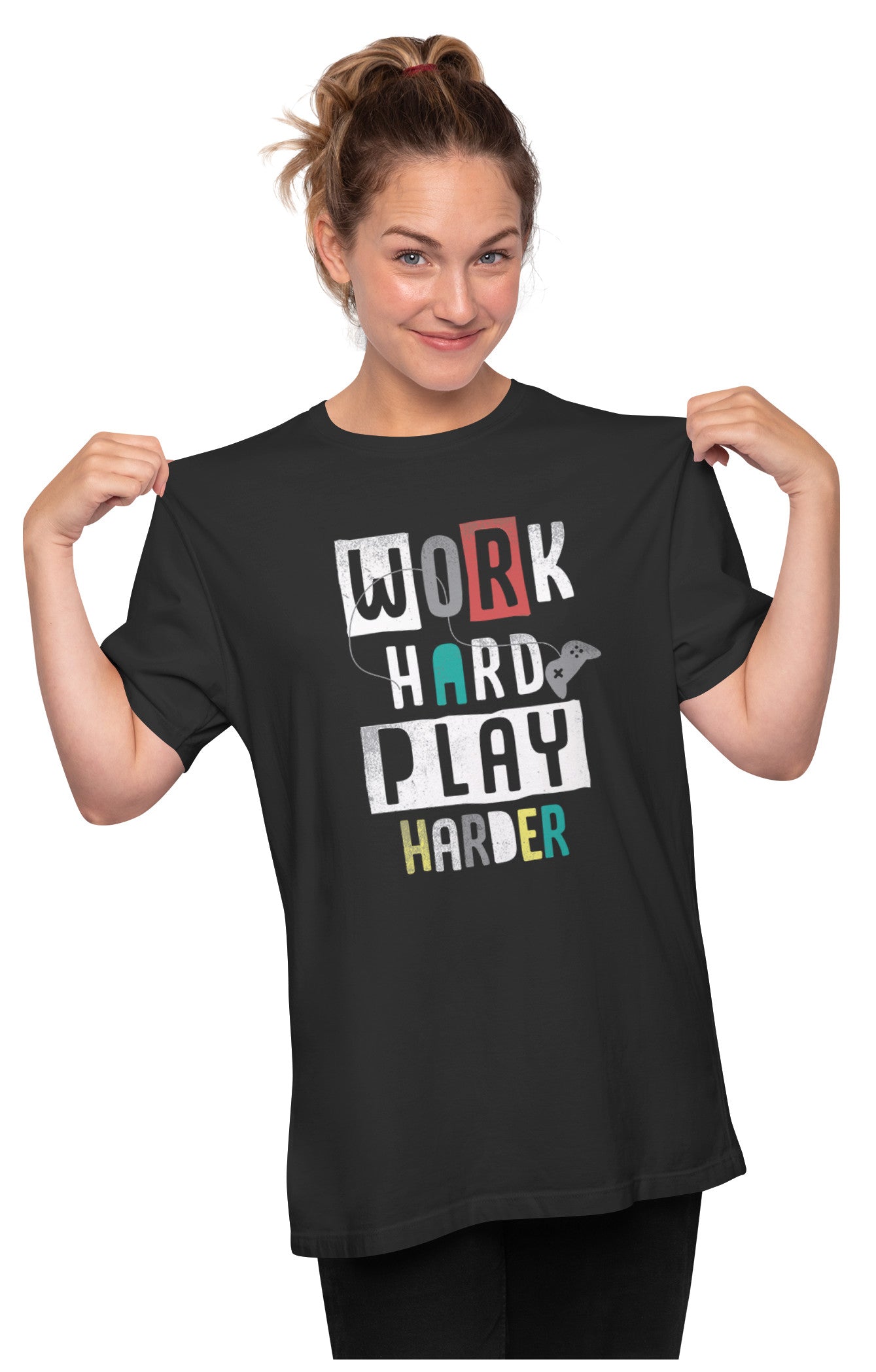 Work Hard, Play Harder - Gamer Oversized Unisex T-shirt