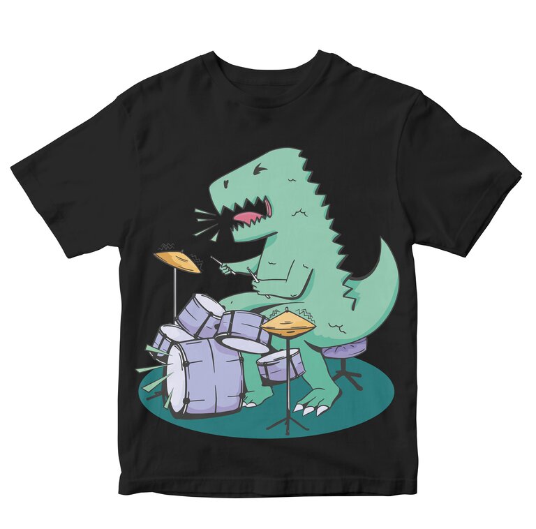 T-Rex Playing Drums - Dinosaur Drummer Kids