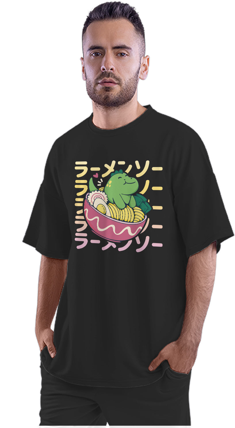 Kawaii T-Rex & Ramen Oversized Unisex T-shirt