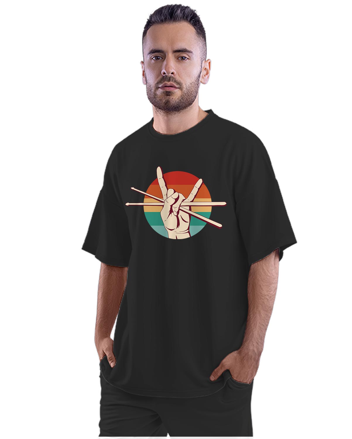 Retro Rock - Drum Sticks Oversized Unisex T-shirt
