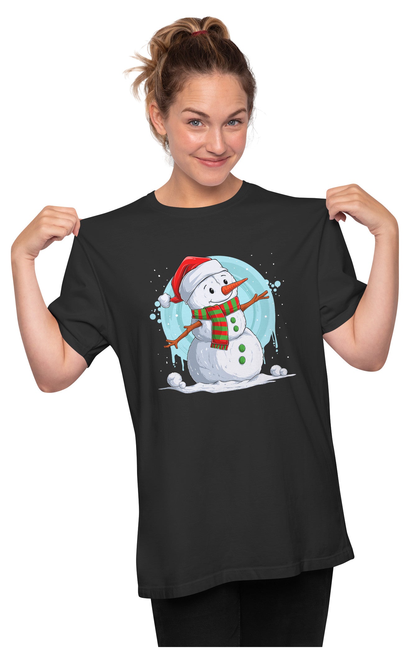 Happy Christmas Snowman Oversized Unisex T-shirt