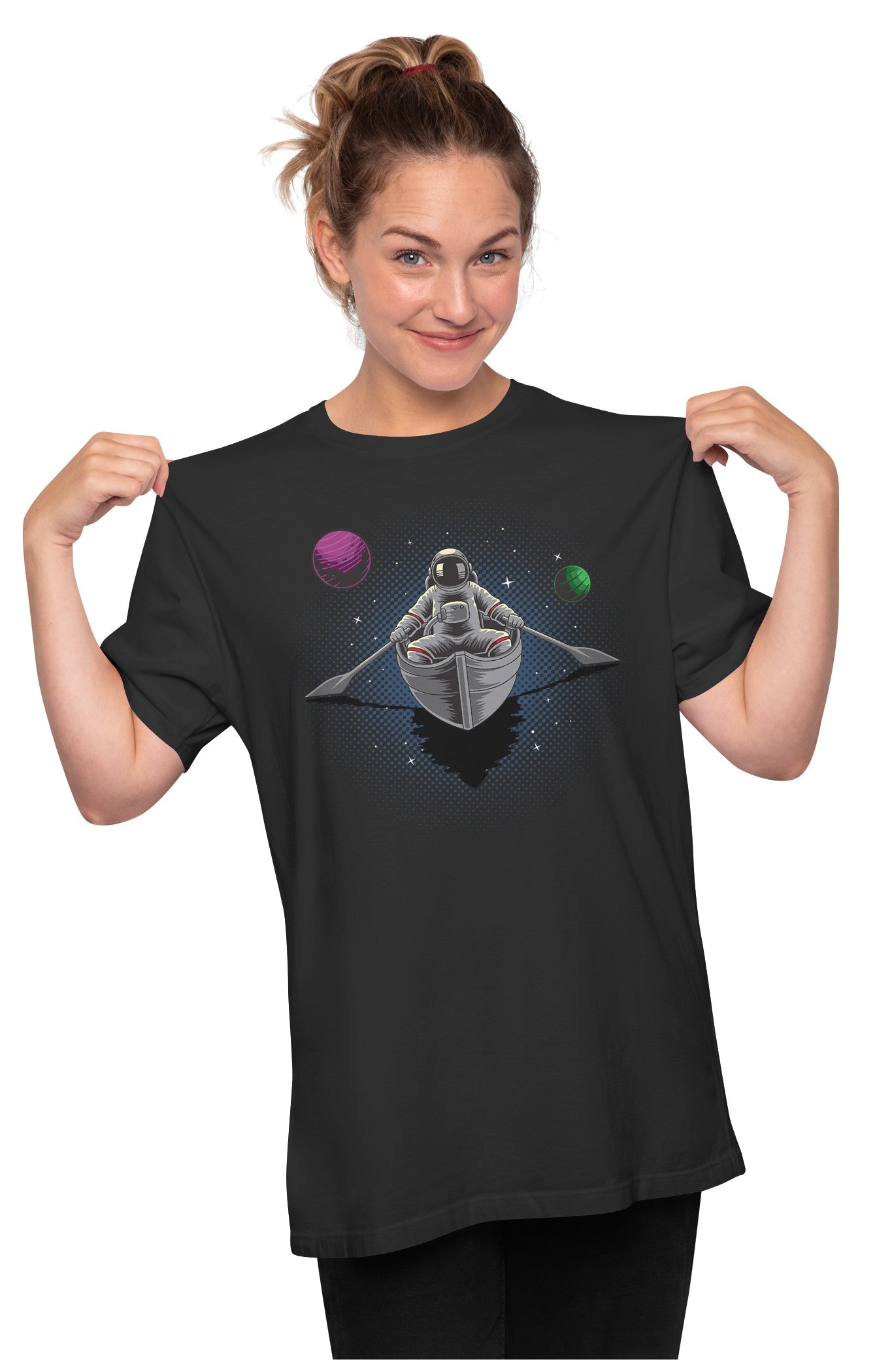 Astronaut Boating Through Space & Time Oversized Unisex T-shirt