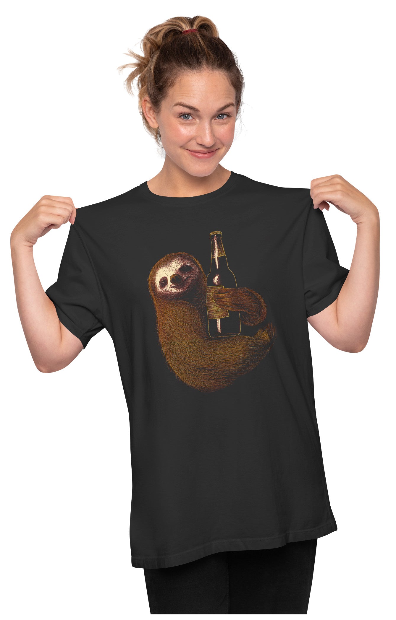 Sloth Hugging Beer Oversized Unisex T-shirt
