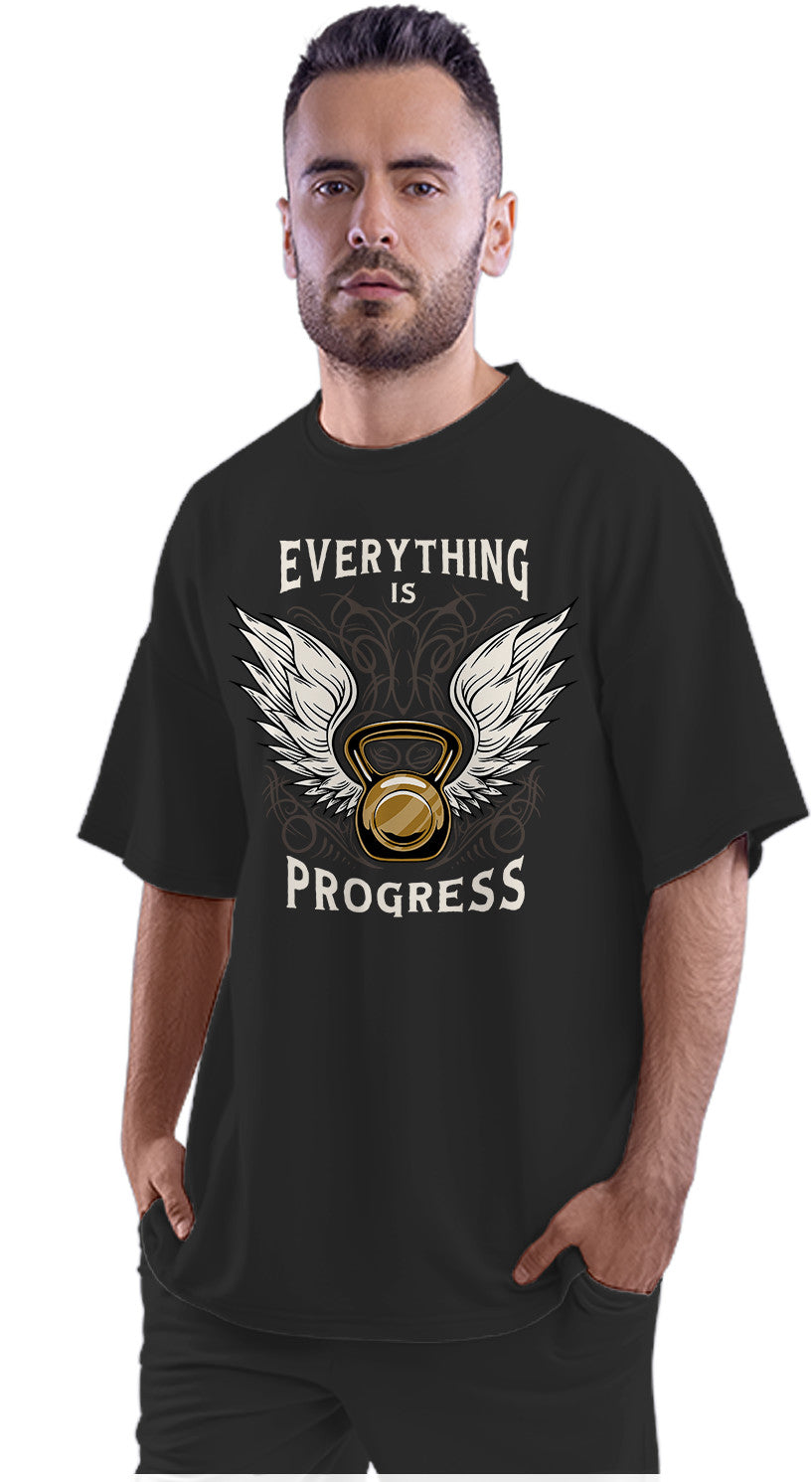 Everything Is Progress - Gym Kettlebell Oversized Unisex T-shirt