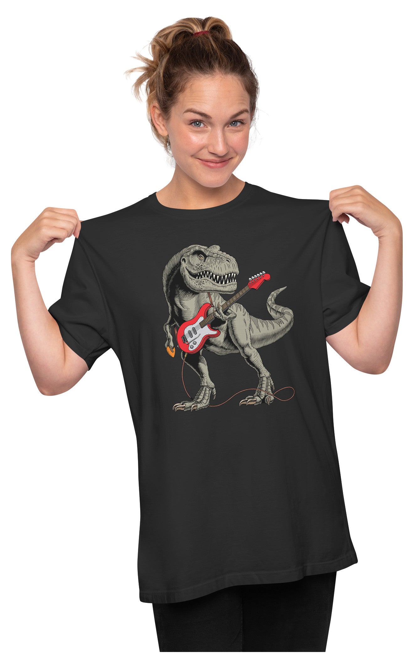 T-Rex Shredding Electric Guitar Oversized Unisex T-shirt