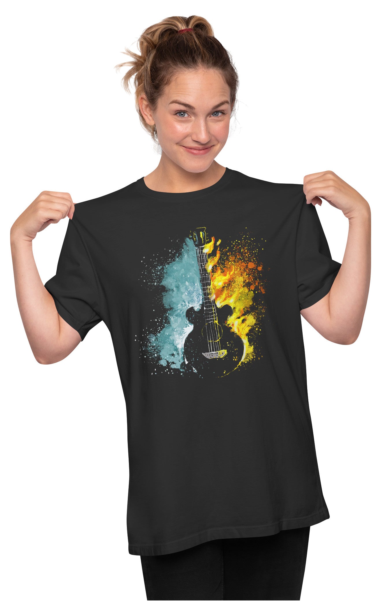 Fire & Water Electric Guitar Oversized Unisex T-shirt