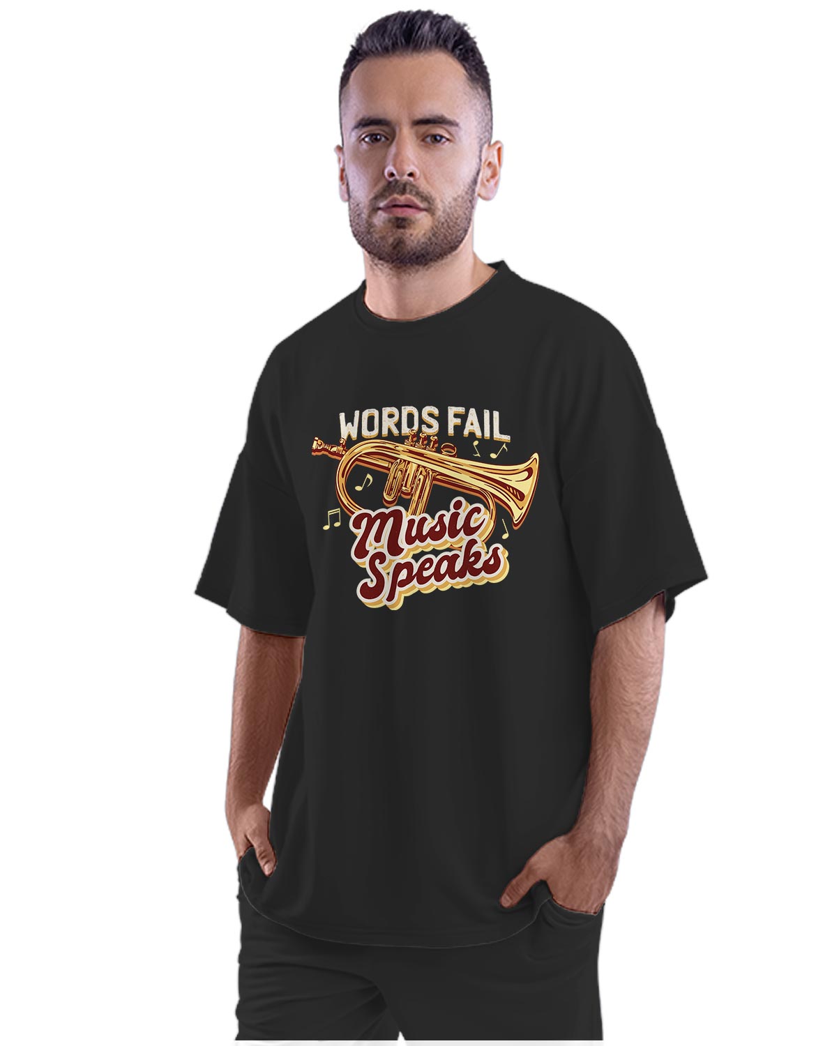 Words Fail, Music Speaks Oversized Unisex T-shirt