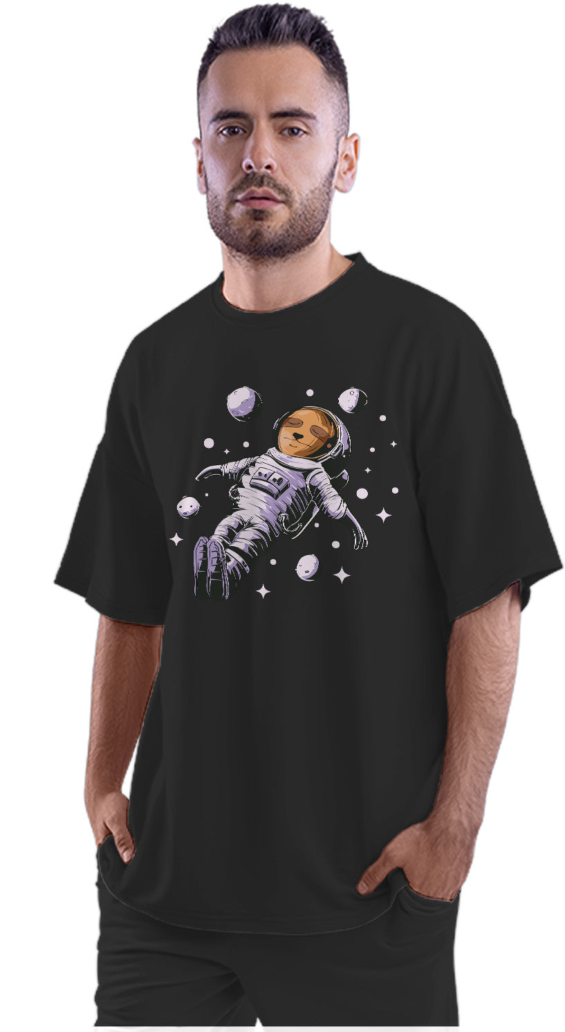 Sloth Astronaut Floating Through Space Oversized Unisex T-shirt