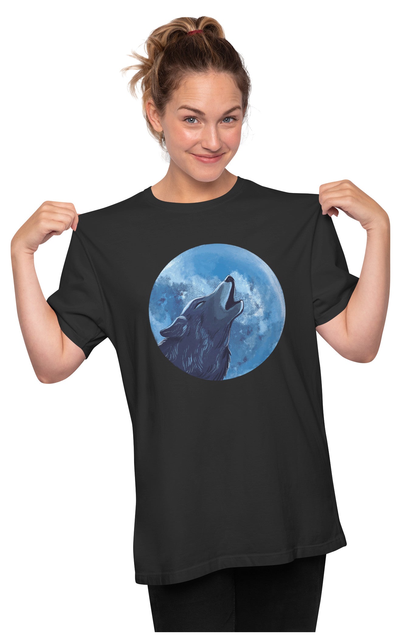 Wolf Howling - Full Moon Oversized Unisex T-shirts