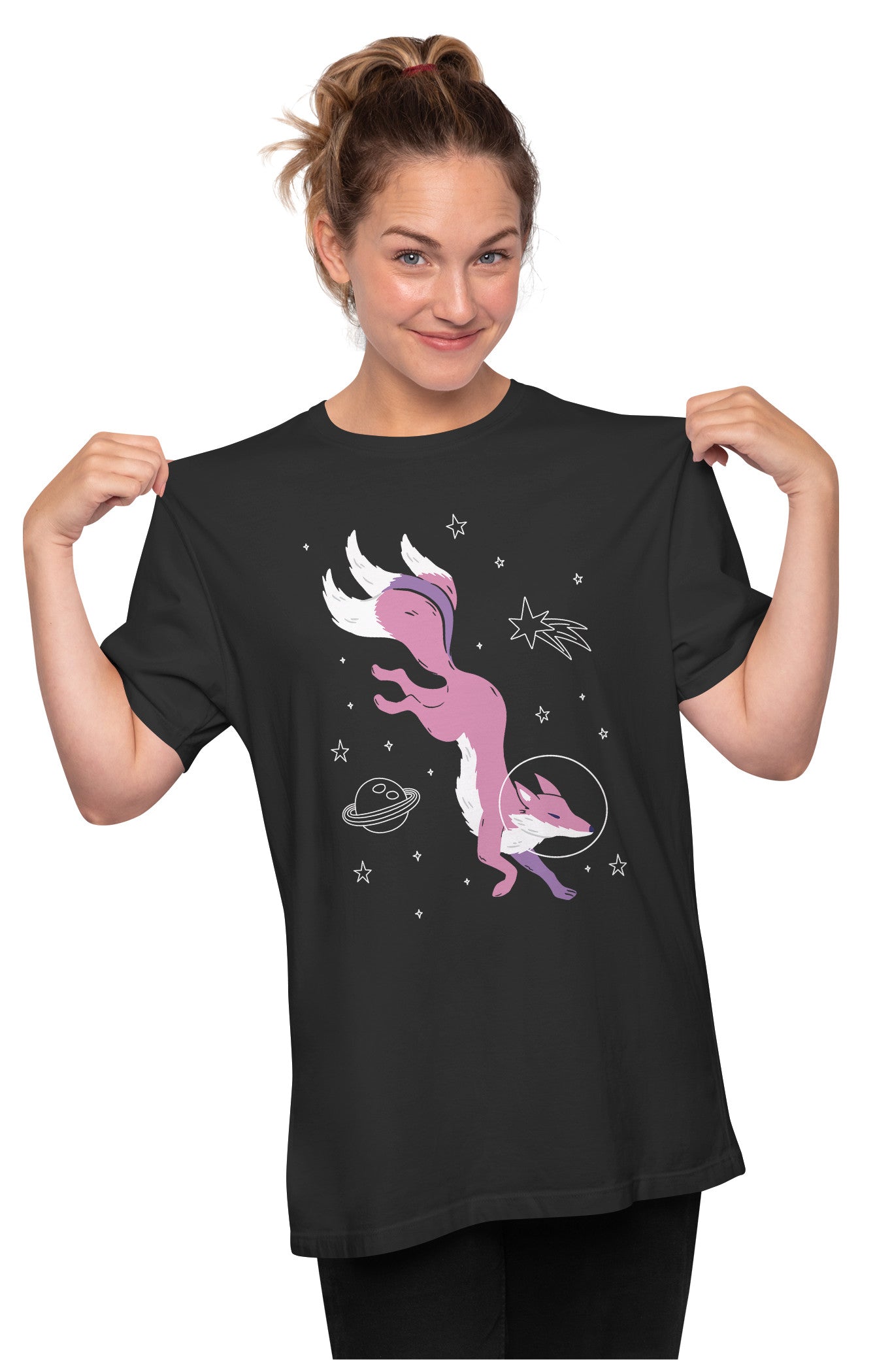 Three Tailed Fox In Space Oversized Unisex T-shirt