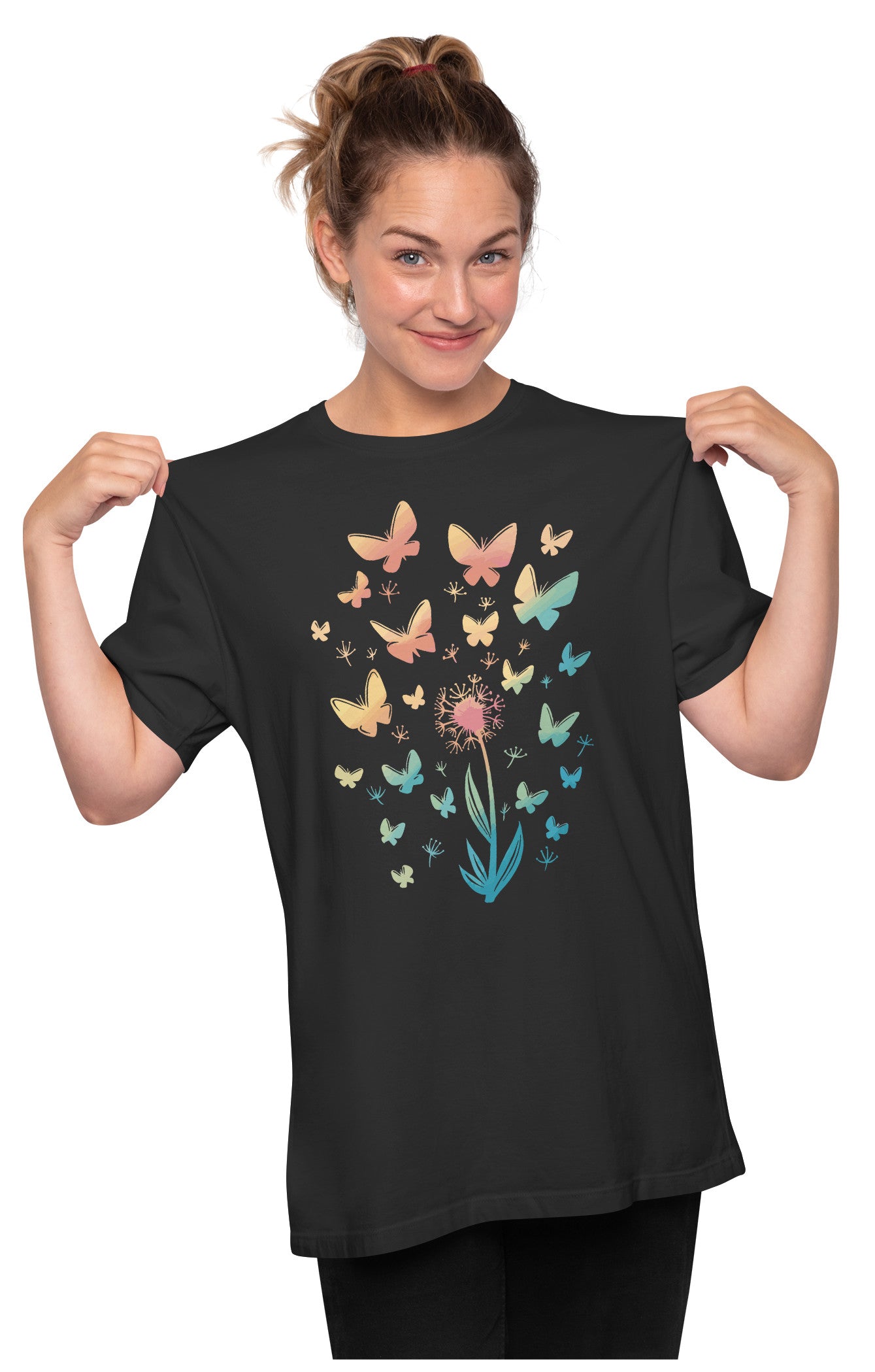 Dandelion Flower & Butterflies Oversized Unisex T-shirt