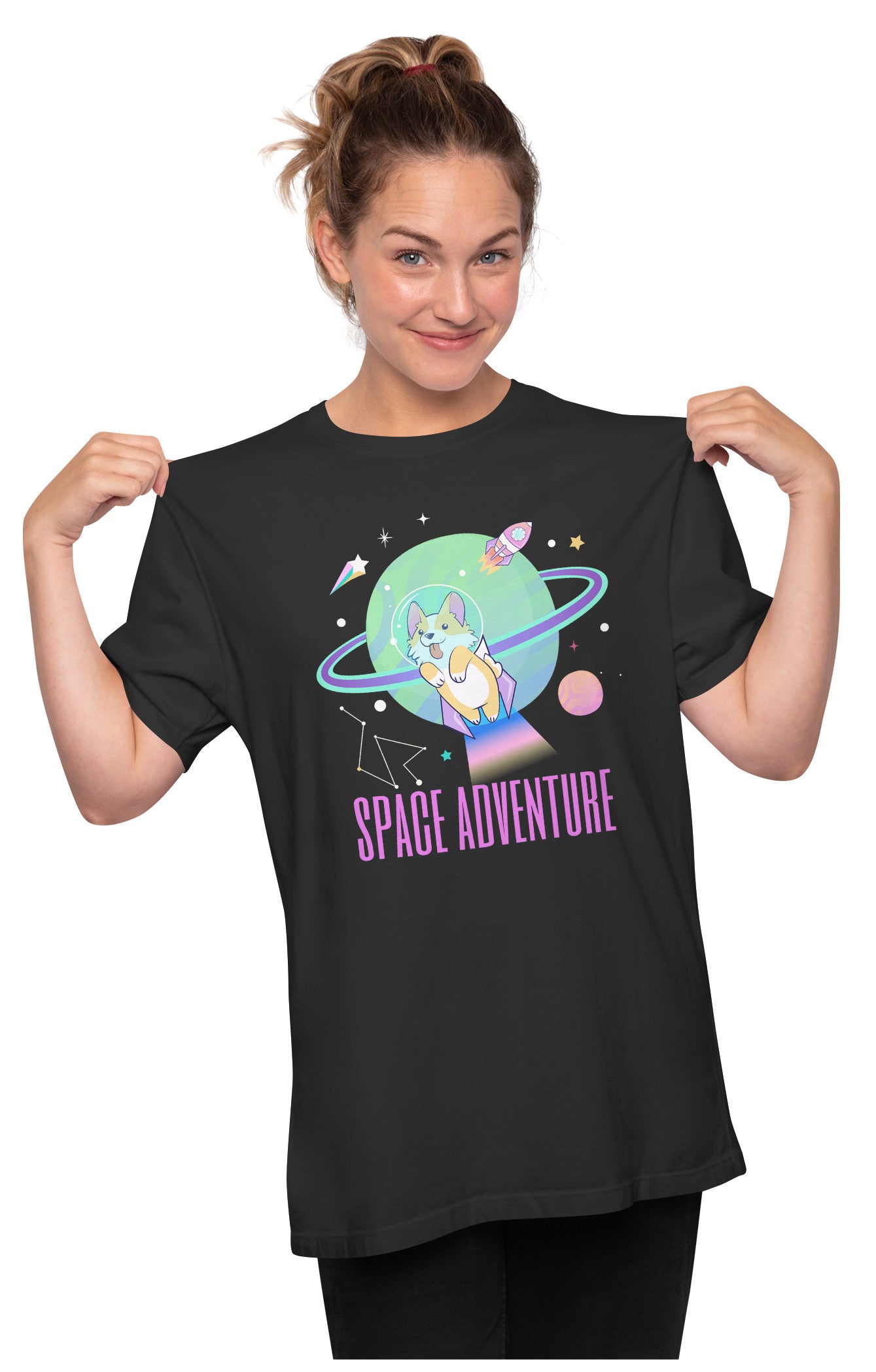 Space Adventure Corgi Astronaut Oversized Unisex T-shirt
