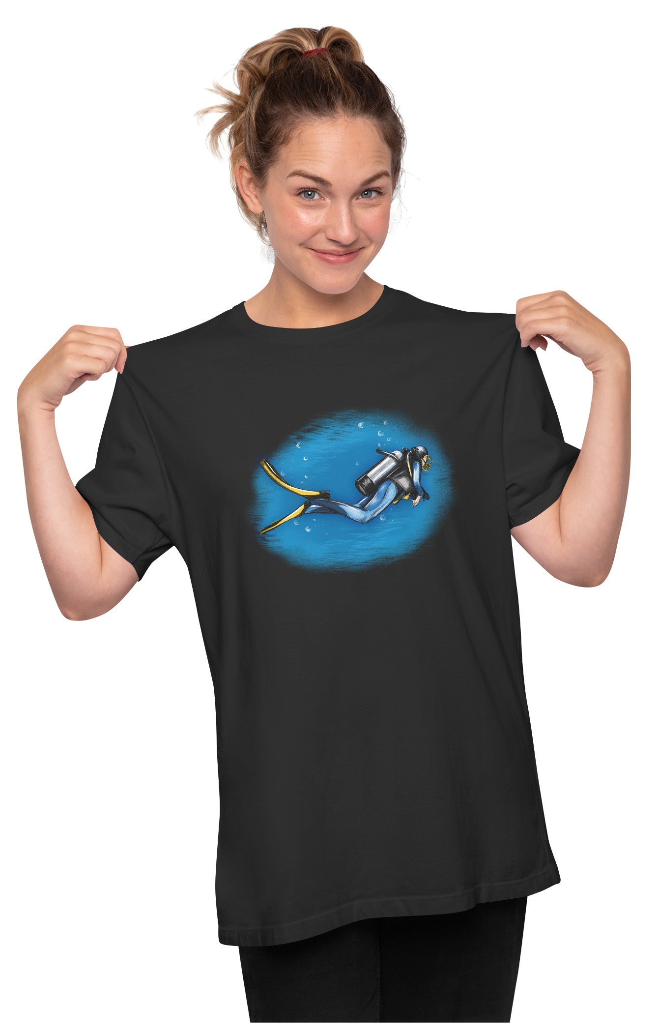 Scuba Diver Illustration - Artwork Oversized Unisex T-shirt