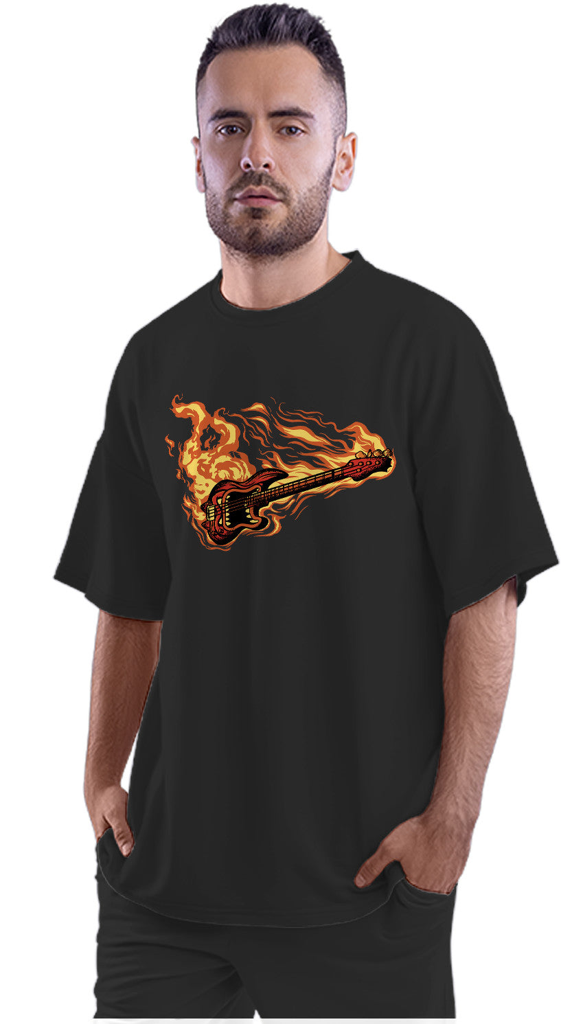 Fire Bass Guitar Oversized Unisex T-shirt