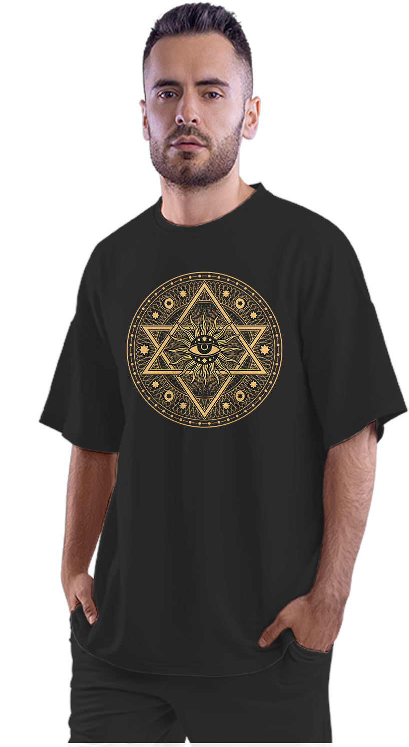 Pentagram - Eye, Sun & Moon - Esoteric Oversized Unisex T-shirt