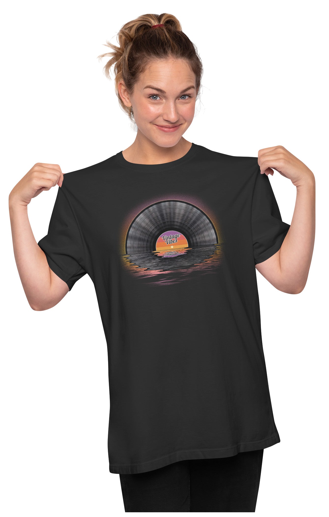 Vintage Vinyl Record Sunset Oversized Unisex T-shirt