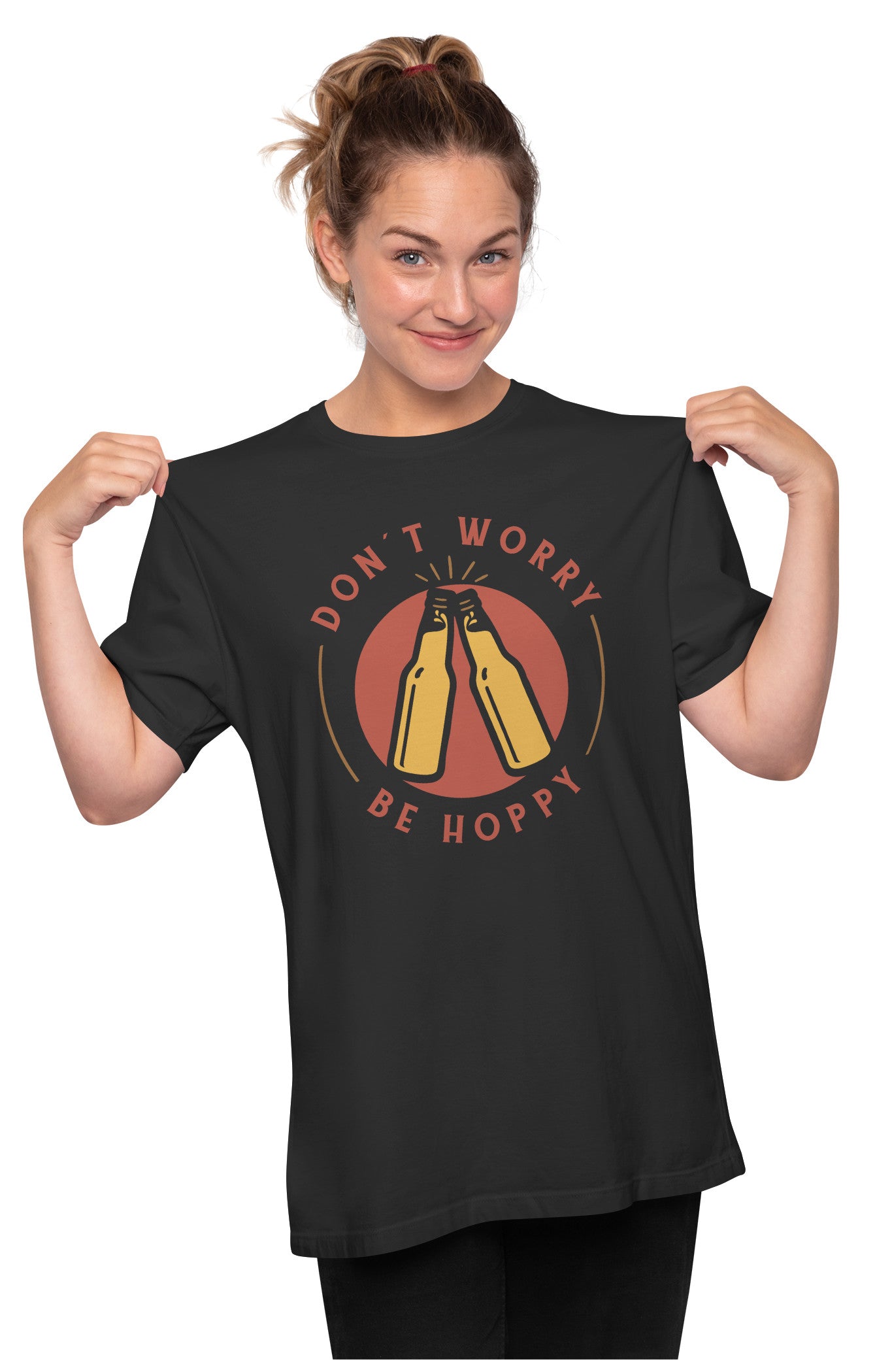 Don't Worry Be Hoppy - Beer Quote Oversized Unisex T-shirt
