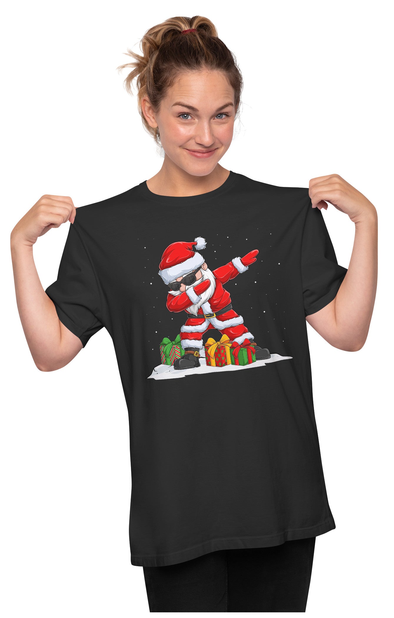 Cool Santa Dabbing Over Christmas Gifts Oversized Unisex T-shirts