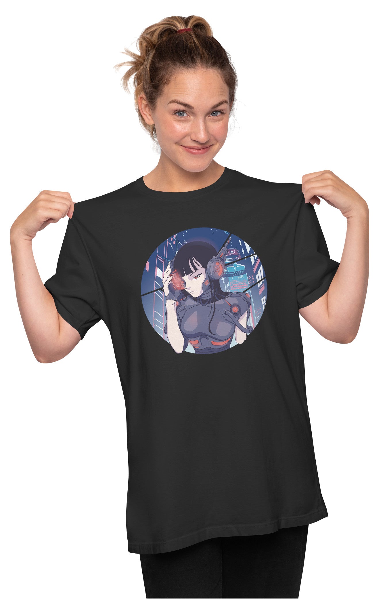Cyberpunk Anime Girl Oversized Unisex T-shirt