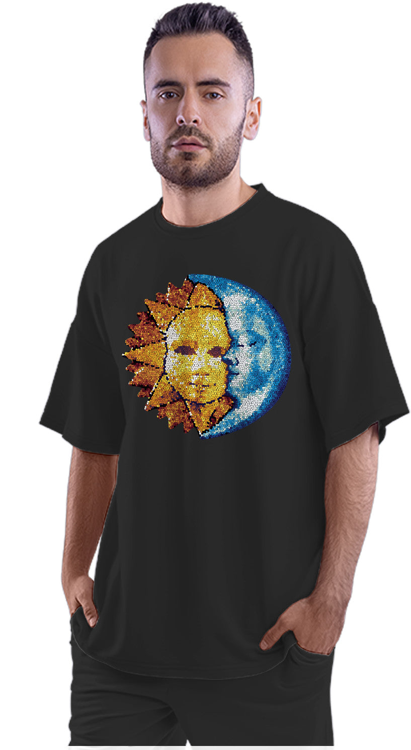 Sun & Moon Mosaic Artwork Oversized Unisex T-shirt