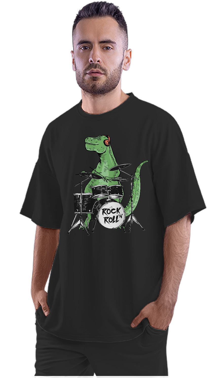 Rock & Roll Drummer T-Rex Oversized Unisex T-shirt