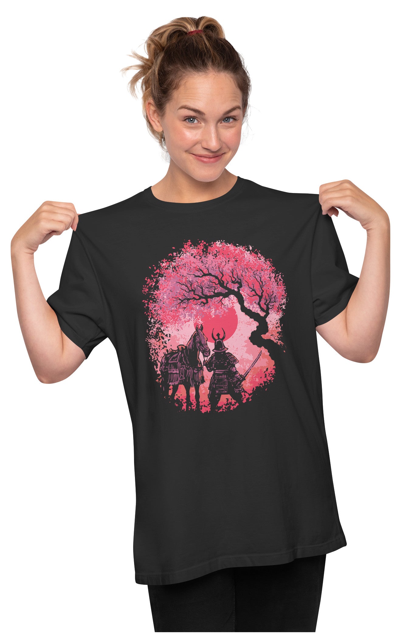Samurai Horse Red Moon Oversized Unisex T-shirt