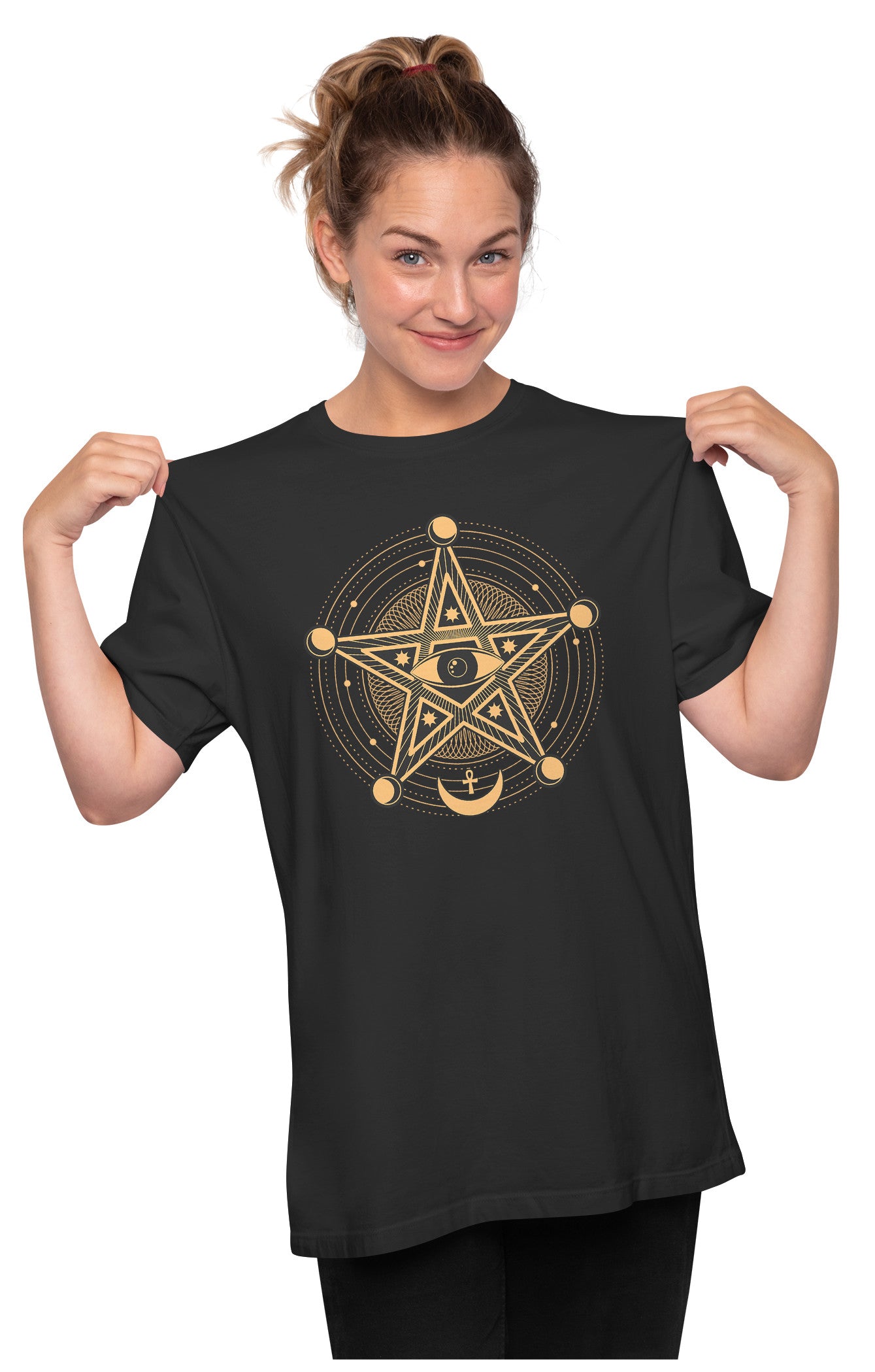Eye & Pentagram - Esoteric, Occult Symbol Oversized Unisex T-shirt