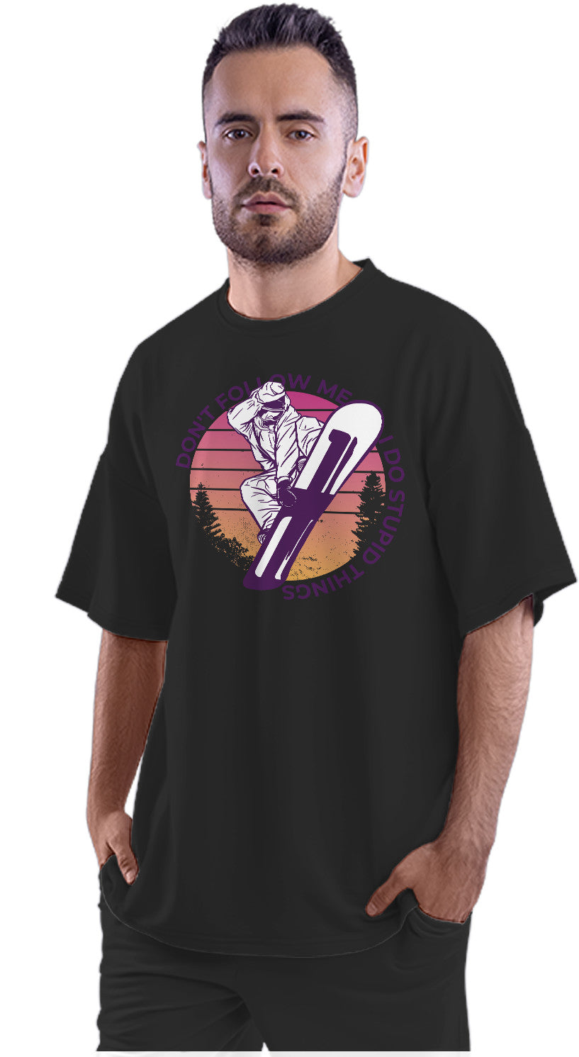 Snowboard Retro Sunset - Funny Quote Oversized Unisex T-shirt