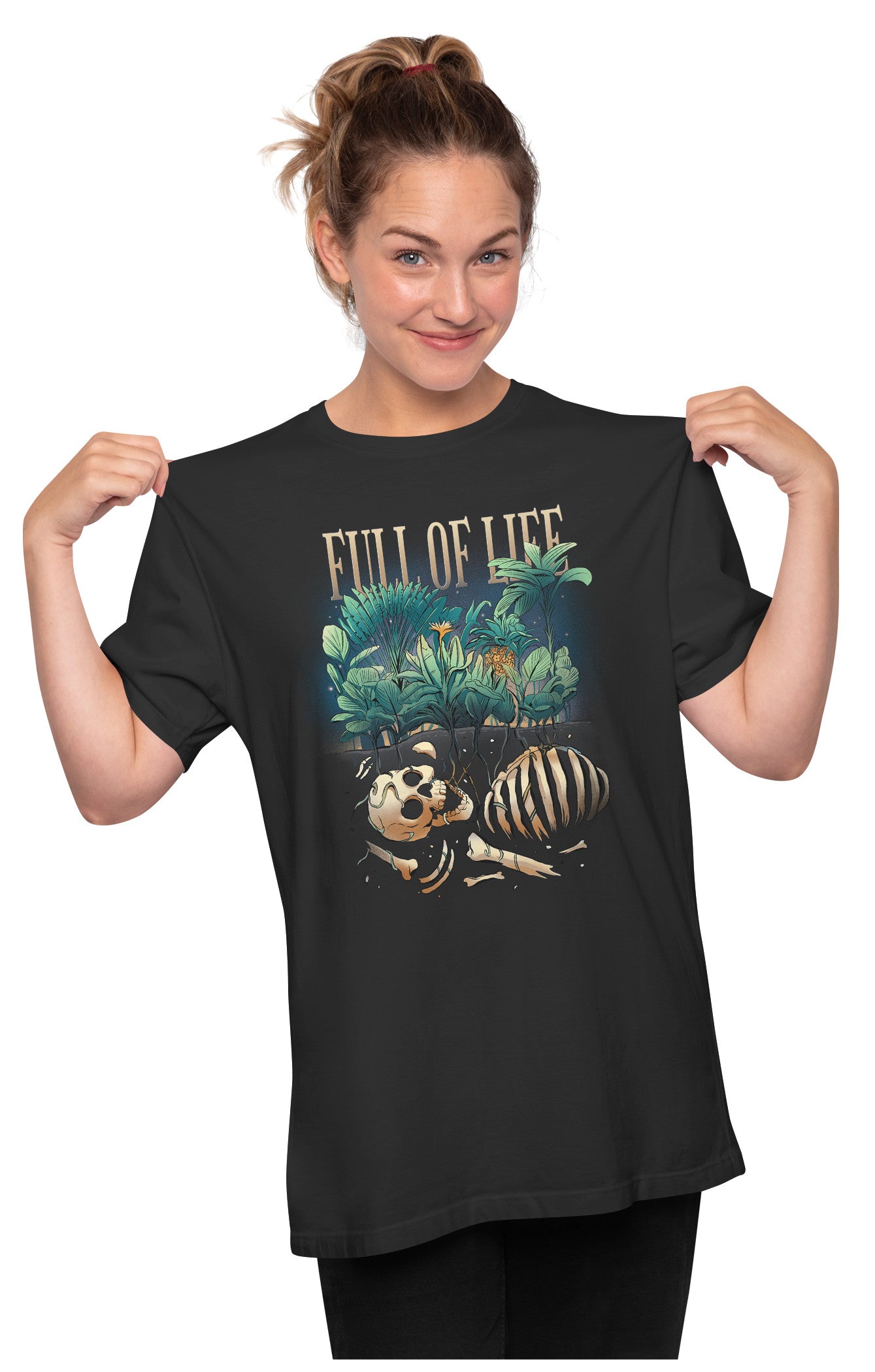Full Of Life Skeleton - Funny Oversized Unisex T-shirt