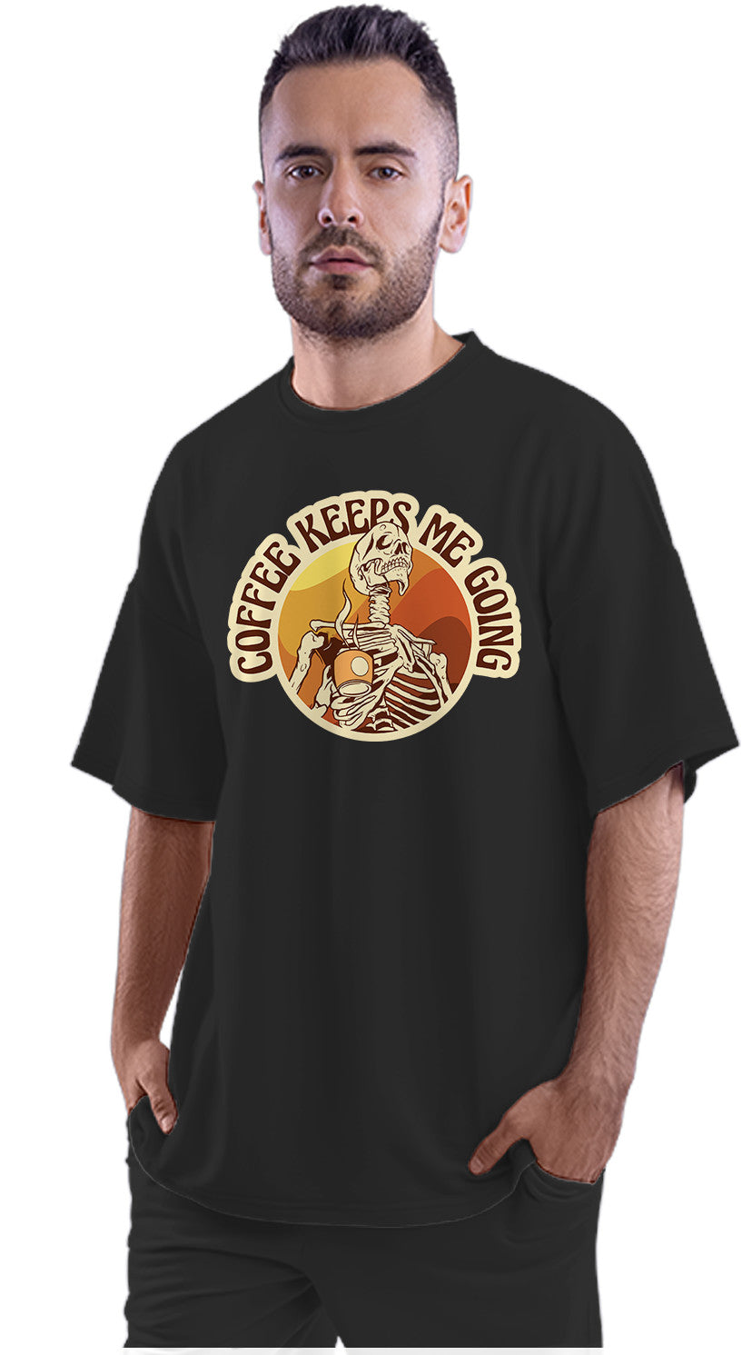 Coffee Keeps Me Going - Skeleton Oversized Unisex T-shirt
