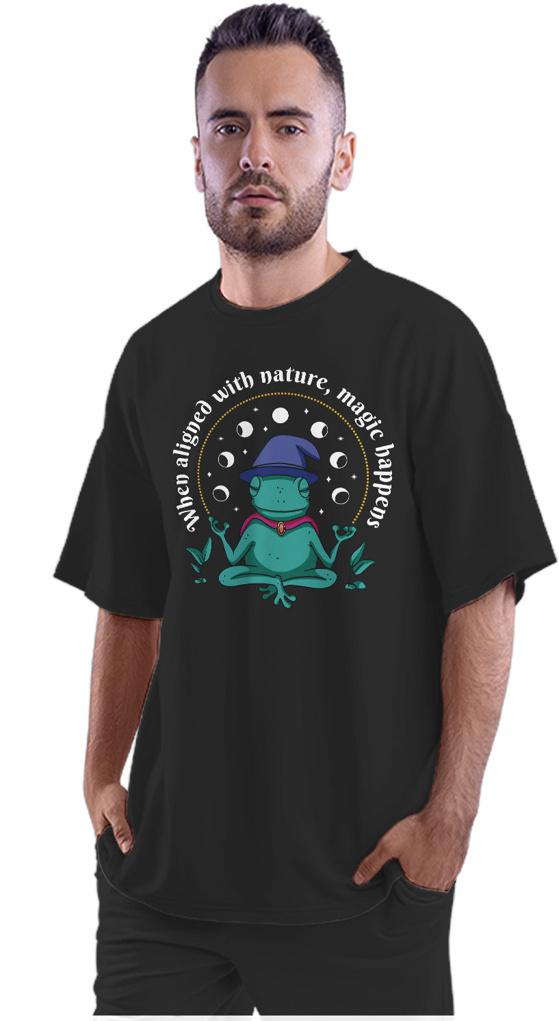 Magical Frog Wizard Aligned With Nature Oversized Unisex T-shirt