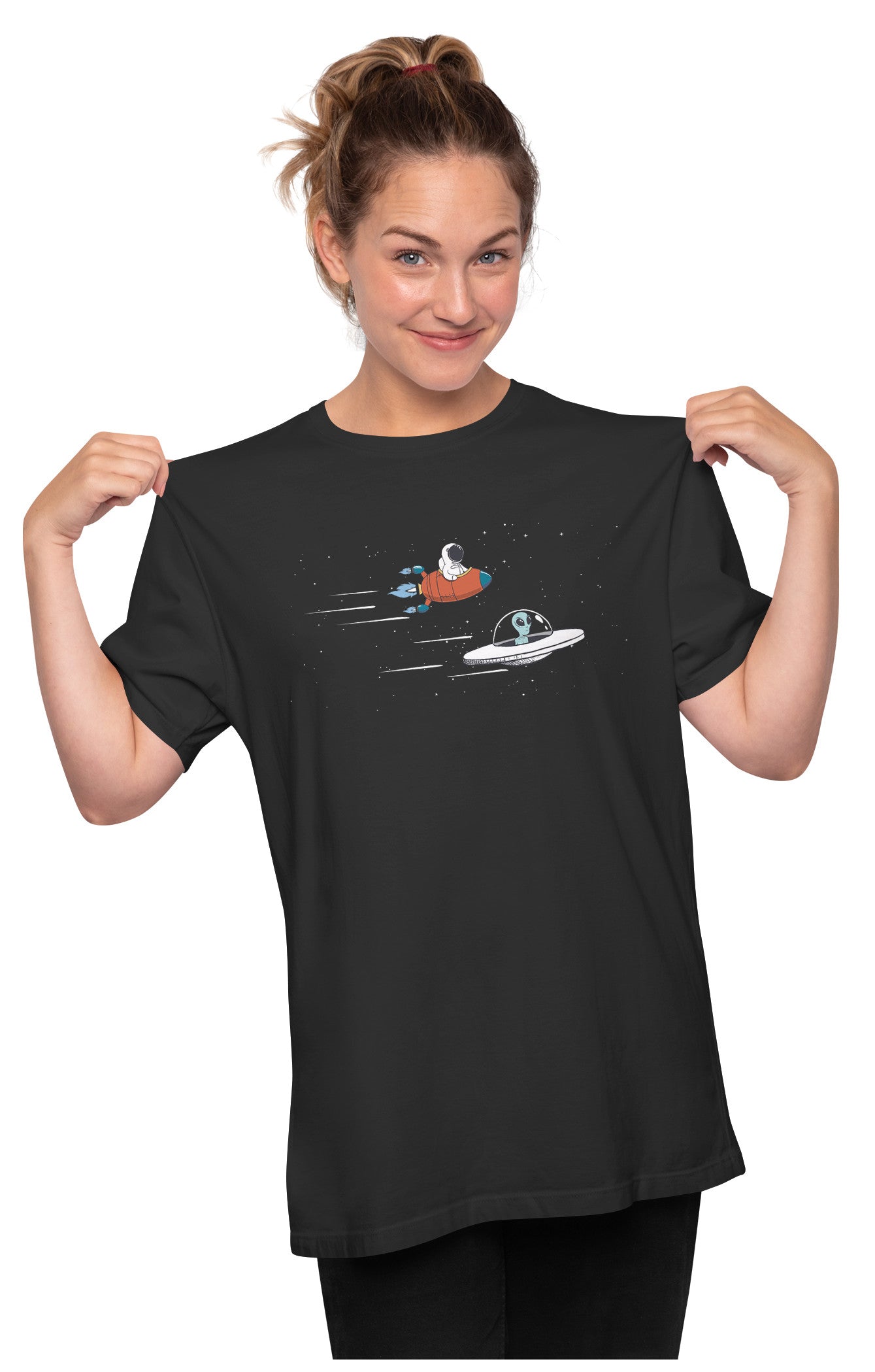 Space Race - Alien & Astronaut Oversized Unisex T-shirt