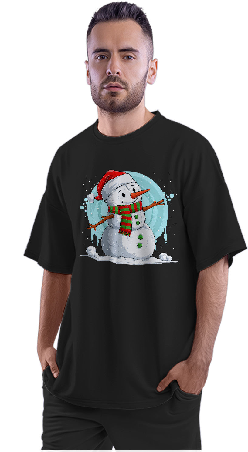 Happy Christmas Snowman Oversized Unisex T-shirt