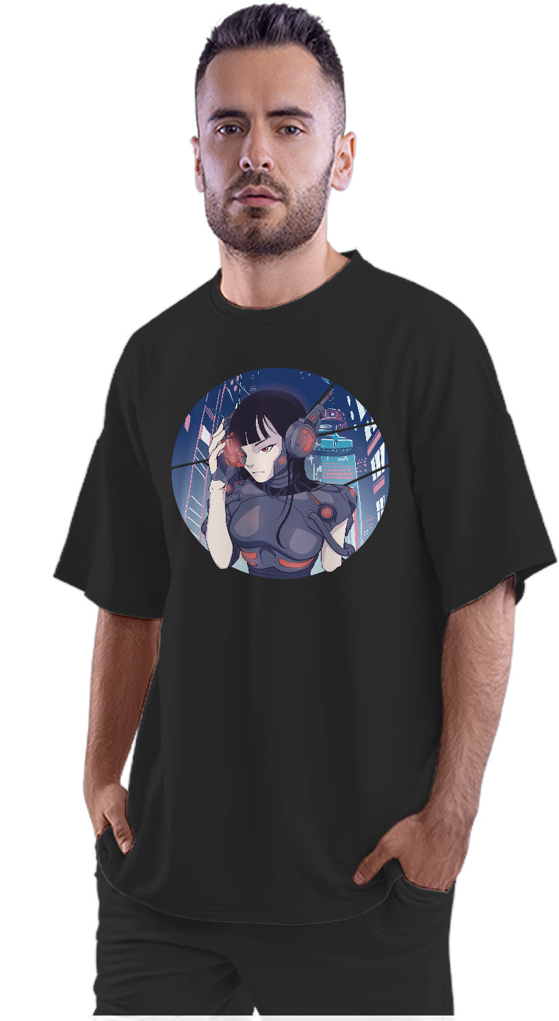 Cyberpunk Anime Girl Oversized Unisex T-shirt