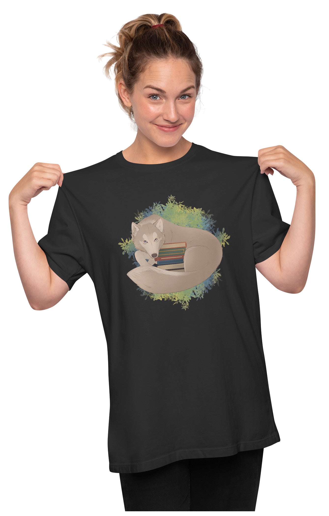 Wolf With Books Oversized Unisex T-shirts