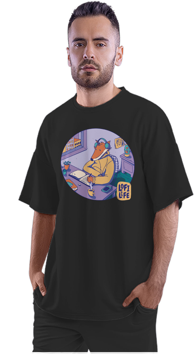 Chill Lofi Fox Oversized Unisex T-shirt