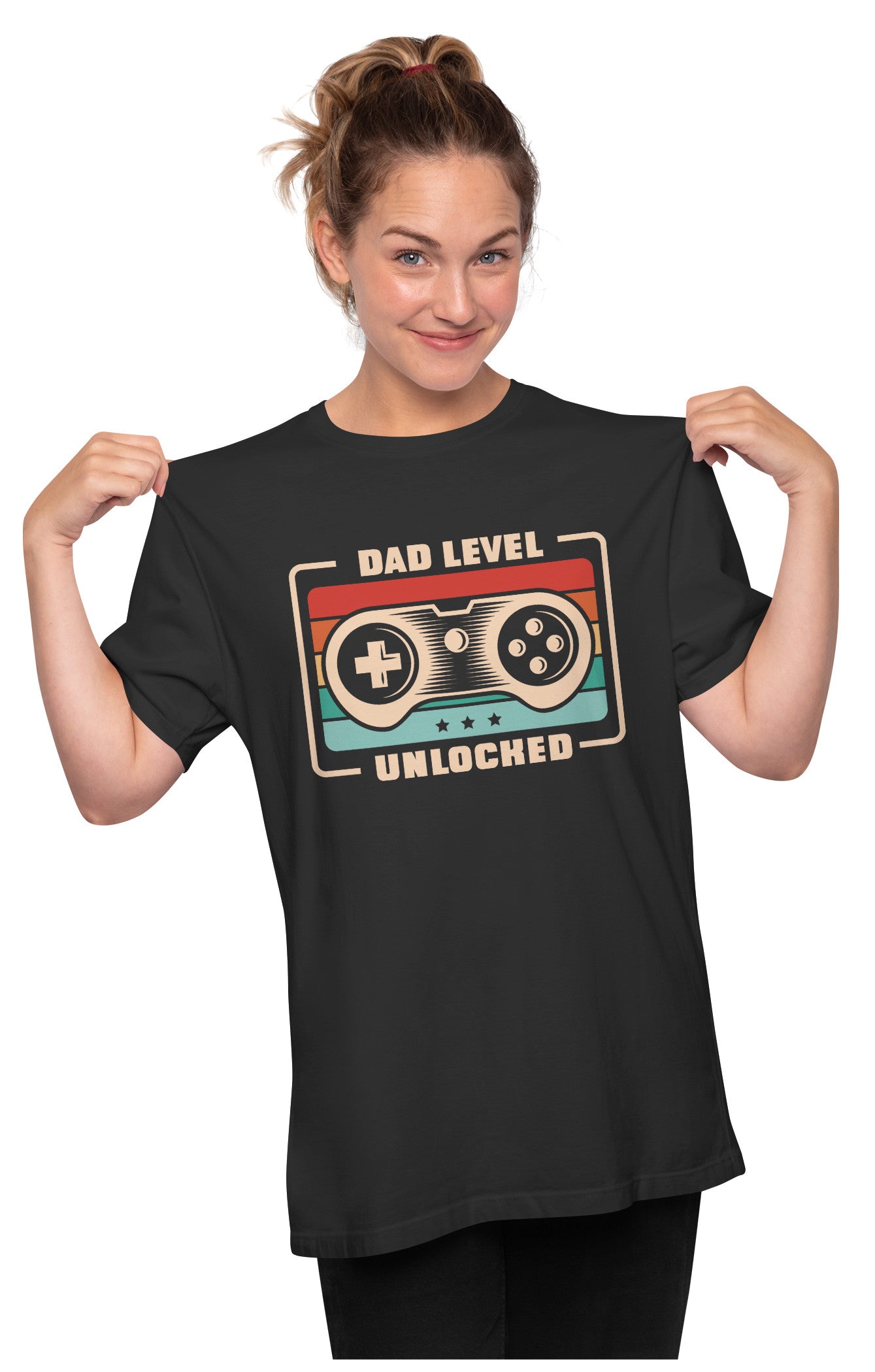 Dad Level Unlocked - Retro Gamer Oversized Unisex T-shirts