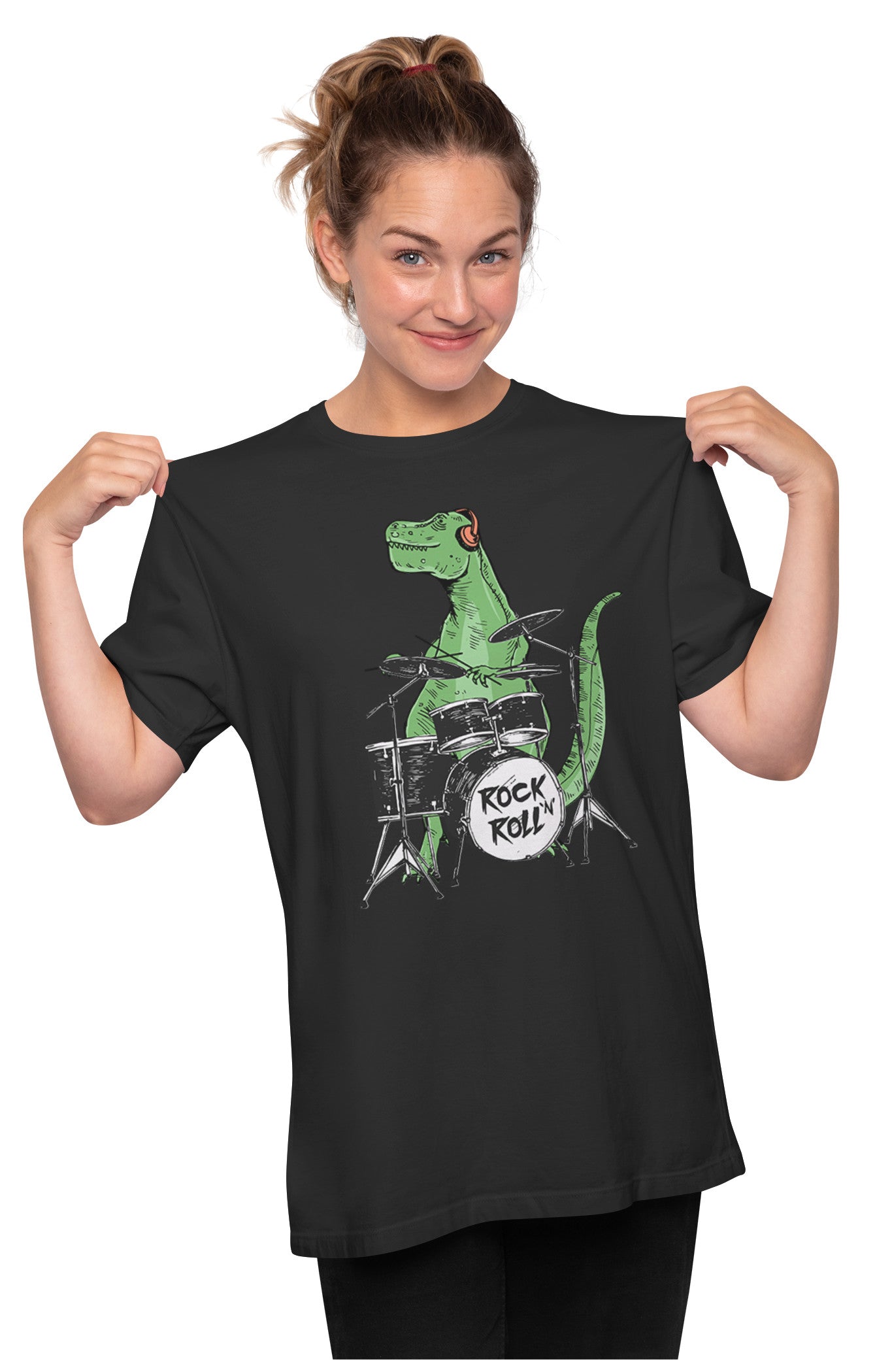 Rock & Roll Drummer T-Rex Oversized Unisex T-shirt