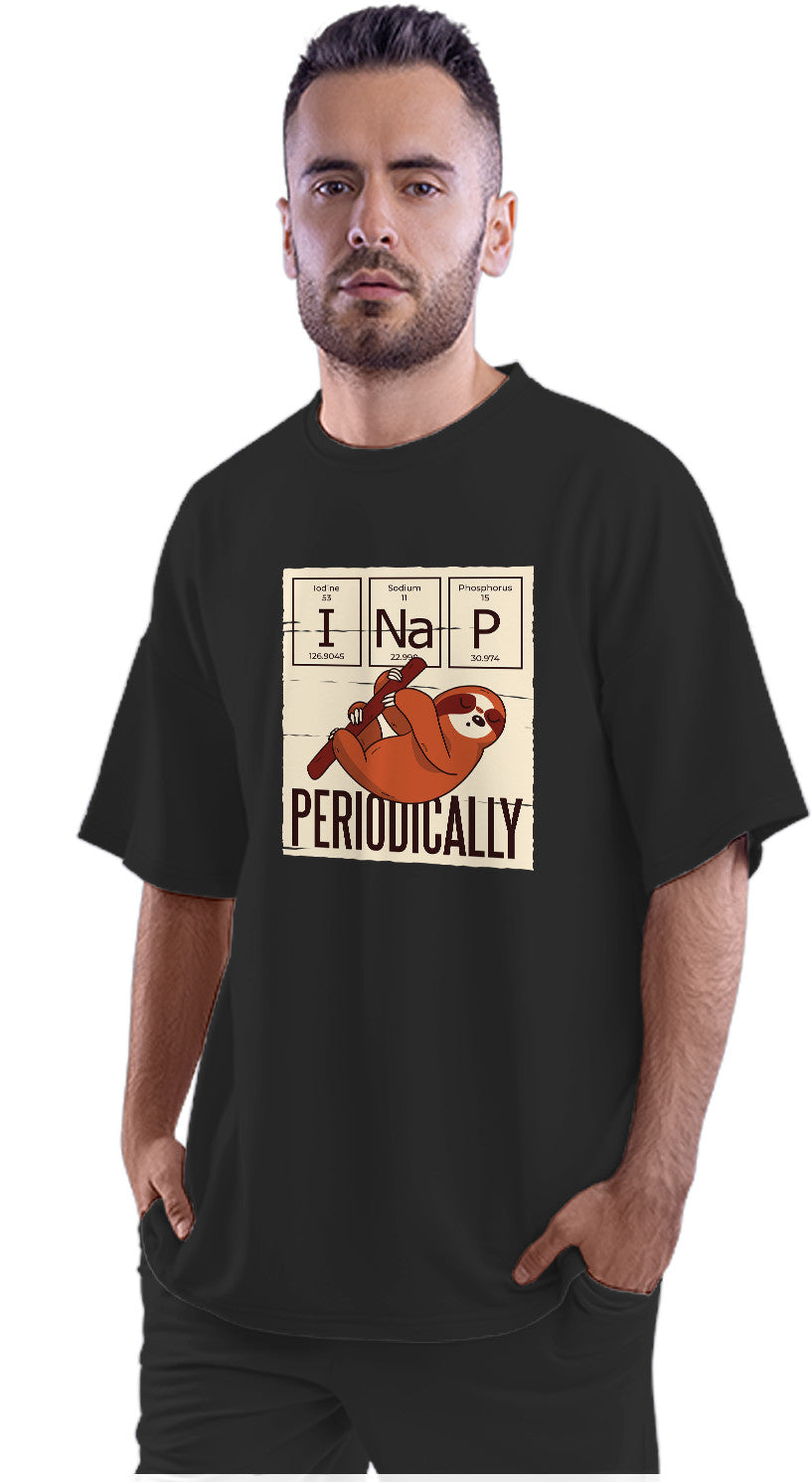 I Nap Periodically - Periodic Table Sloth Oversized Unisex T-shirt