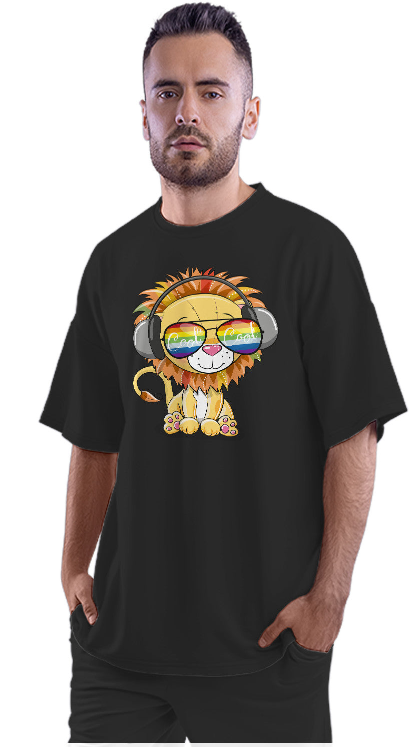 Cool Lion Wearing Sunglasses Oversized Unisex T-shirts