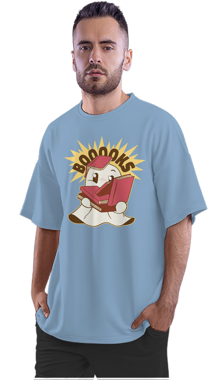 'Boooks' - Cute Ghost With Books Oversized Unisex T-shirt
