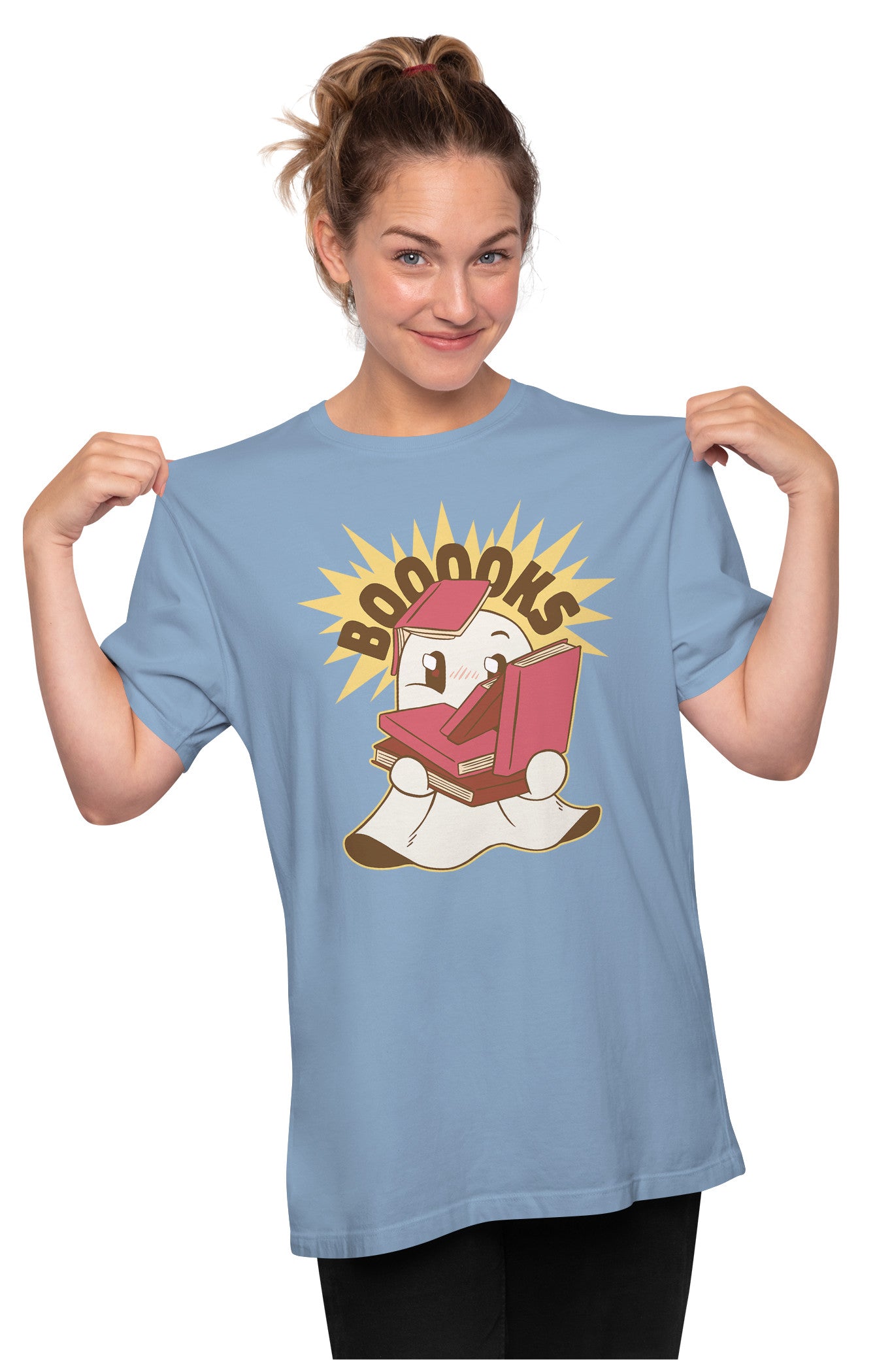 'Boooks' - Cute Ghost With Books Oversized Unisex T-shirt