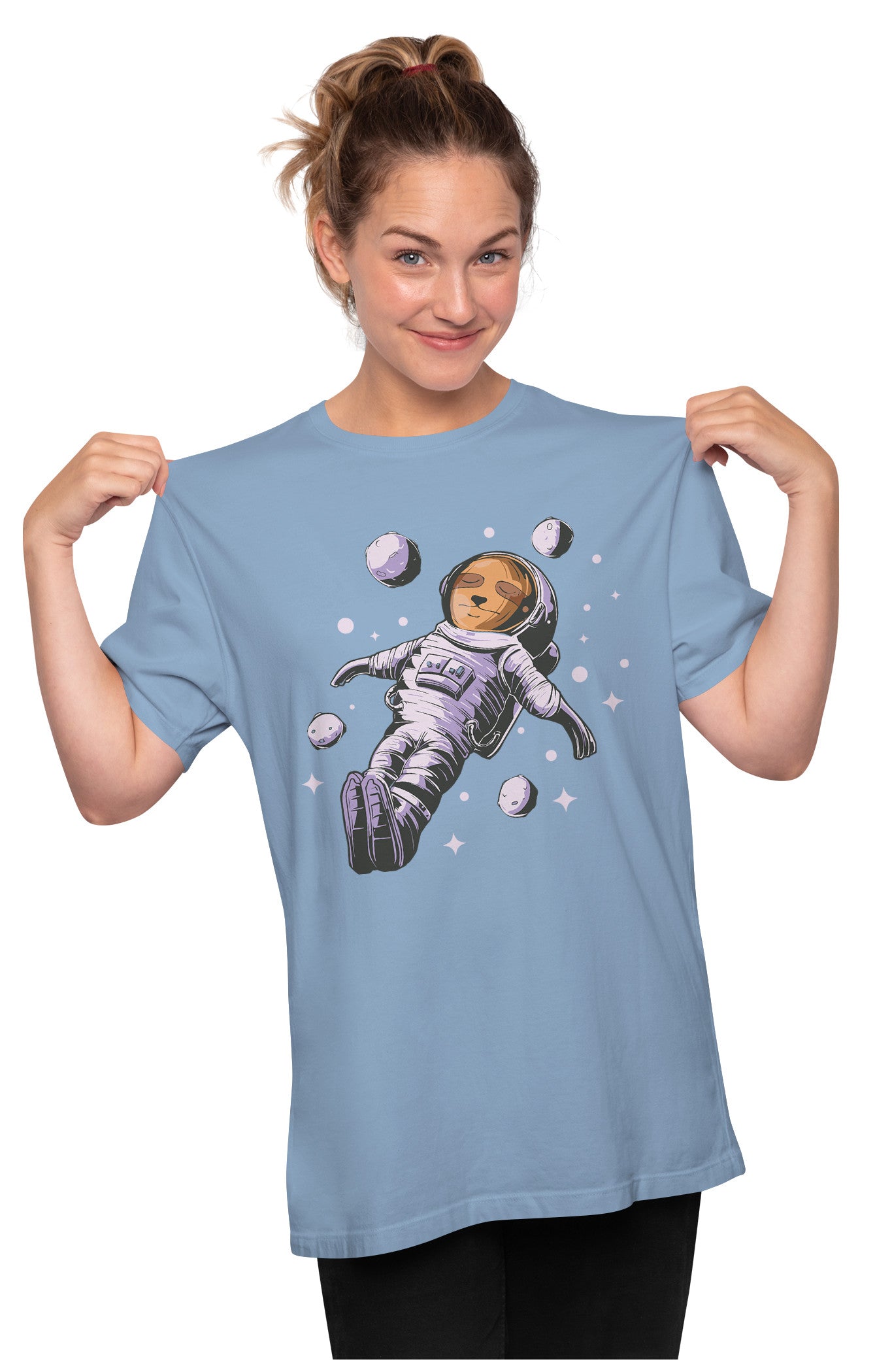 Sloth Astronaut Floating Through Space Oversized Unisex T-shirt
