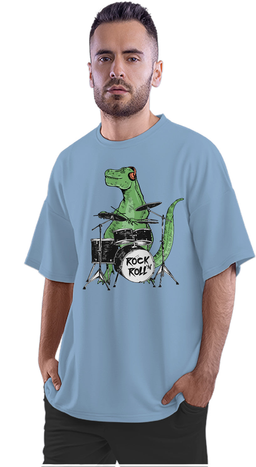 Rock & Roll Drummer T-Rex Oversized Unisex T-shirt