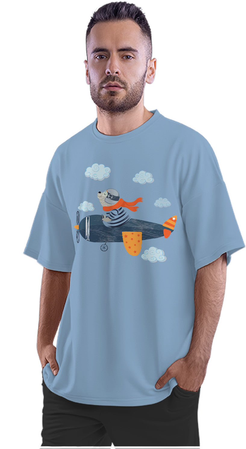 Bear Pilot Aeroplane Boys Kids Oversized Unisex T-shirt