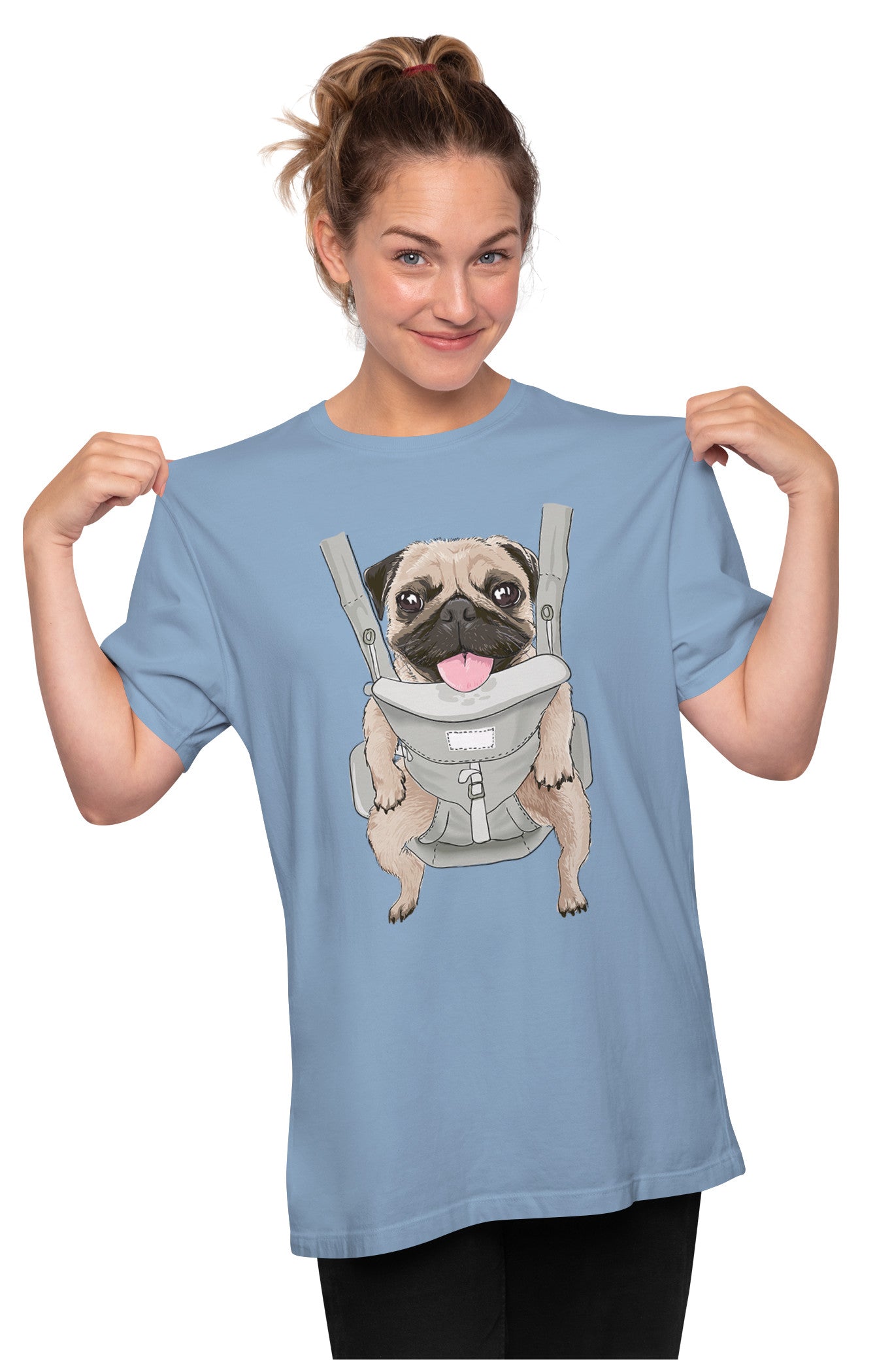 Cute Pug On Front Carrier Oversized Unisex T-shirt