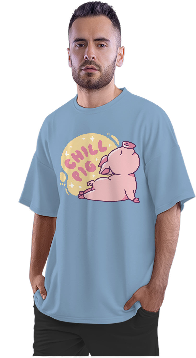 Chill Pig Doing Yoga Pose Oversized Unisex T-shirt